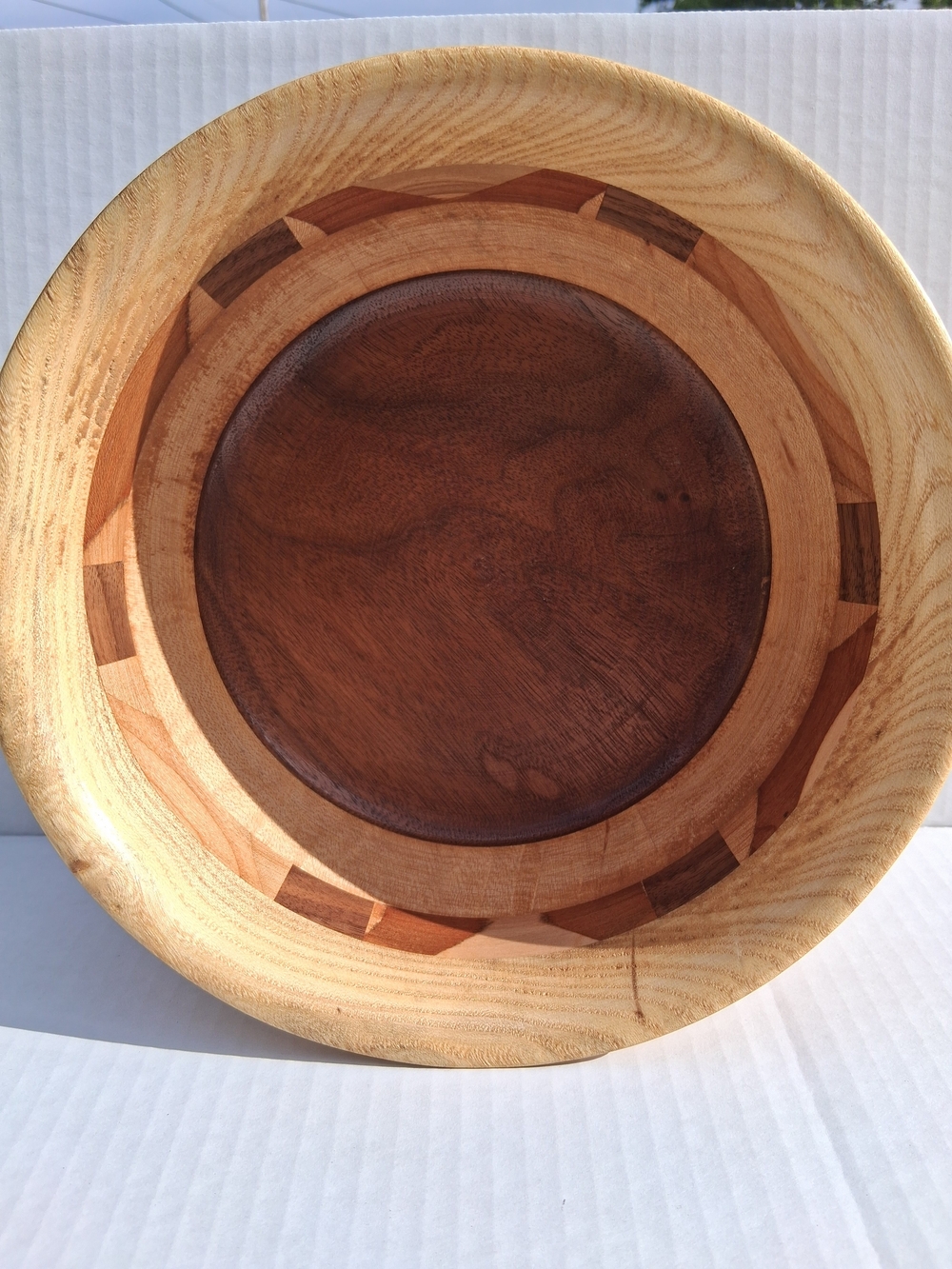 Crafted By Jim Hunter - Segmented Decorative Wooden Bowl in Natural Brown